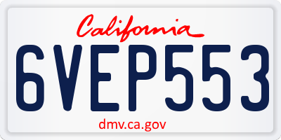 CA license plate 6VEP553