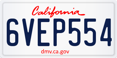 CA license plate 6VEP554