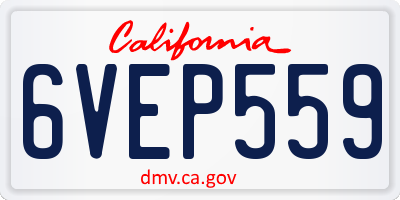 CA license plate 6VEP559