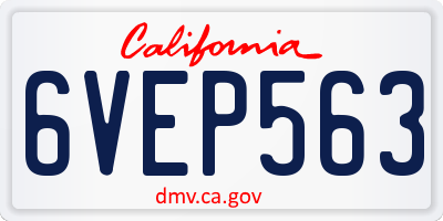 CA license plate 6VEP563