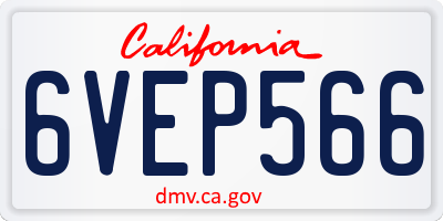 CA license plate 6VEP566
