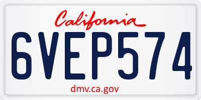 CA license plate 6VEP574