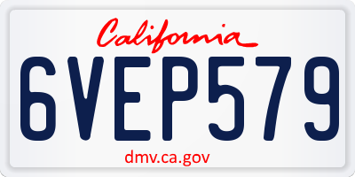 CA license plate 6VEP579