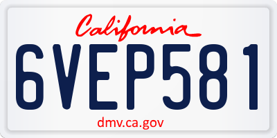 CA license plate 6VEP581