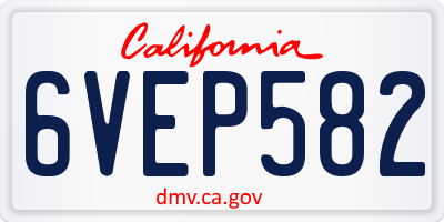 CA license plate 6VEP582
