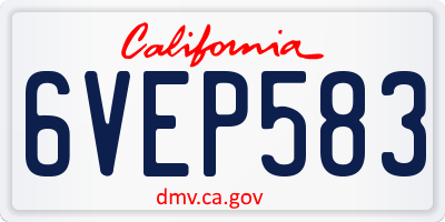 CA license plate 6VEP583