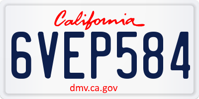 CA license plate 6VEP584