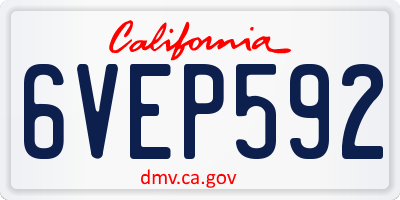 CA license plate 6VEP592