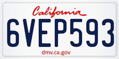 CA license plate 6VEP593