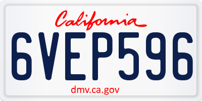 CA license plate 6VEP596