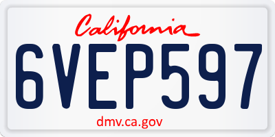 CA license plate 6VEP597