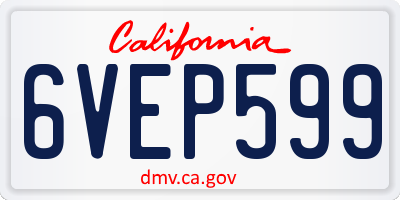 CA license plate 6VEP599