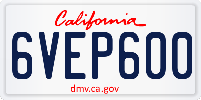 CA license plate 6VEP600
