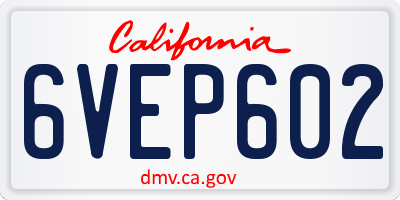 CA license plate 6VEP602