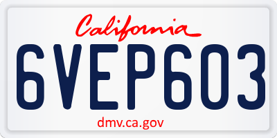 CA license plate 6VEP603