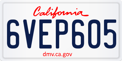 CA license plate 6VEP605