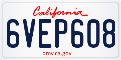 CA license plate 6VEP608