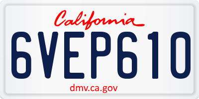 CA license plate 6VEP610