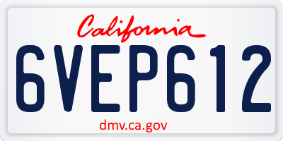 CA license plate 6VEP612