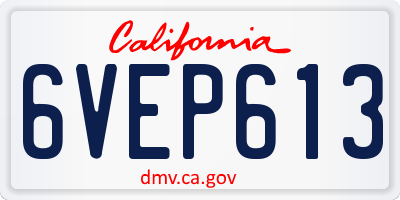 CA license plate 6VEP613