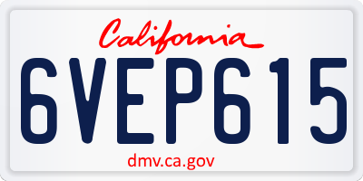 CA license plate 6VEP615