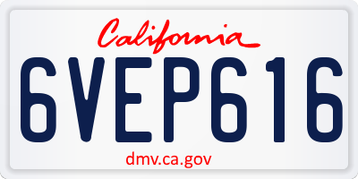 CA license plate 6VEP616