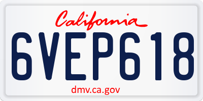 CA license plate 6VEP618