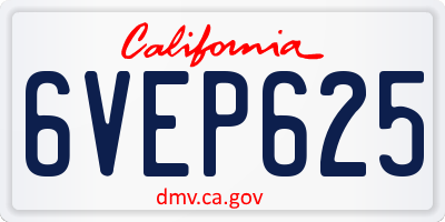 CA license plate 6VEP625