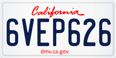 CA license plate 6VEP626