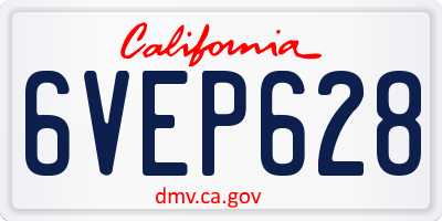 CA license plate 6VEP628