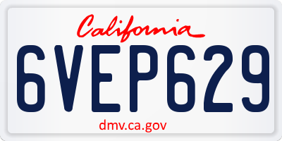 CA license plate 6VEP629