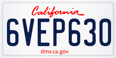 CA license plate 6VEP630