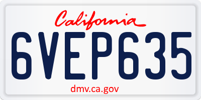 CA license plate 6VEP635