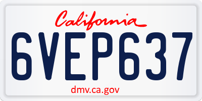 CA license plate 6VEP637