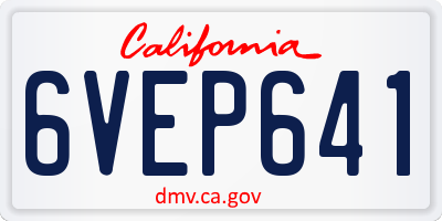 CA license plate 6VEP641