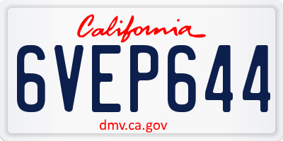 CA license plate 6VEP644