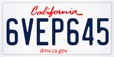 CA license plate 6VEP645