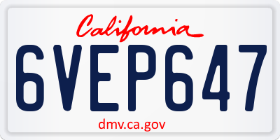 CA license plate 6VEP647