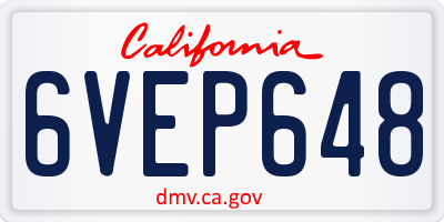 CA license plate 6VEP648