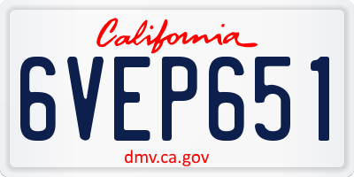 CA license plate 6VEP651