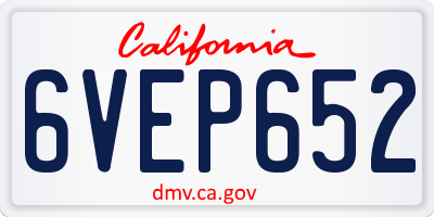 CA license plate 6VEP652