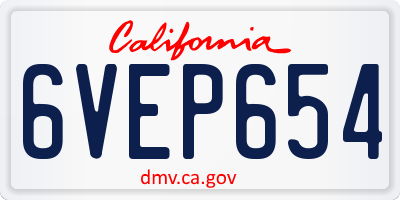 CA license plate 6VEP654