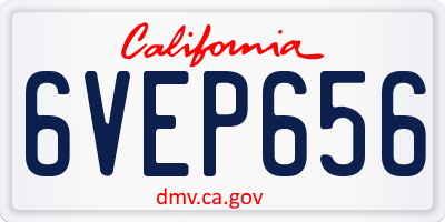 CA license plate 6VEP656