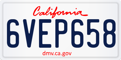 CA license plate 6VEP658