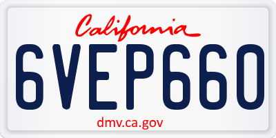 CA license plate 6VEP660