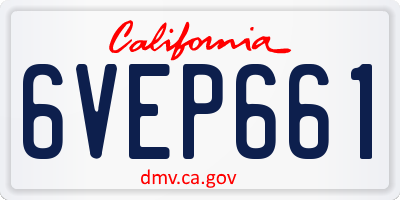 CA license plate 6VEP661