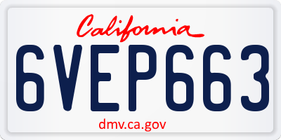CA license plate 6VEP663
