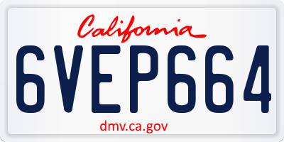 CA license plate 6VEP664