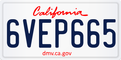 CA license plate 6VEP665