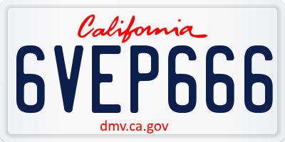 CA license plate 6VEP666